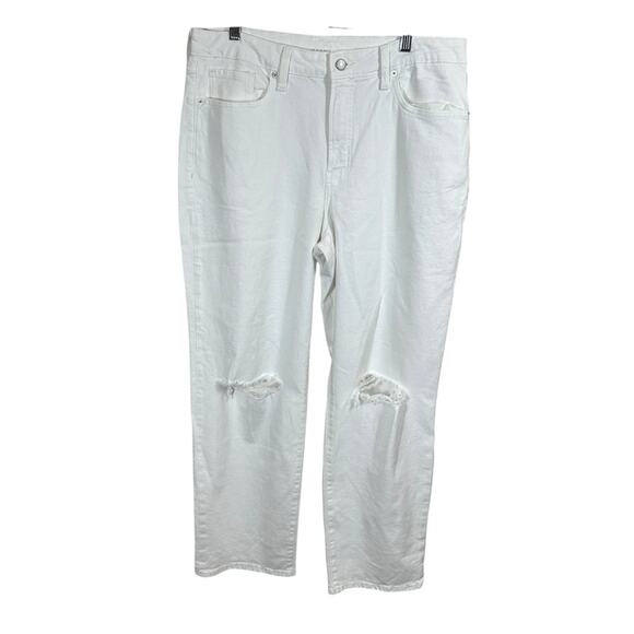 Old Navy Denim - Old Navy White Straight Leg Jeans with Distressed Knees Sz 14